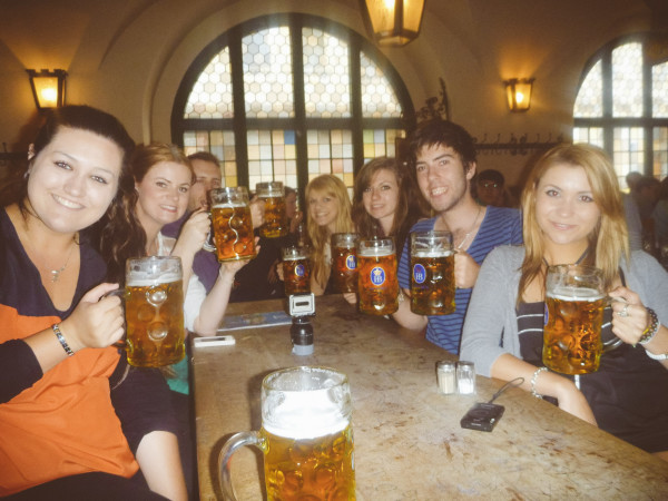 Grabbing a bit in the famous Beer Halls in Munich, Germany!